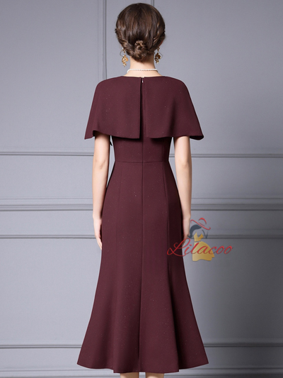 Burgundy Flower Beading Mother of the Bride Dress