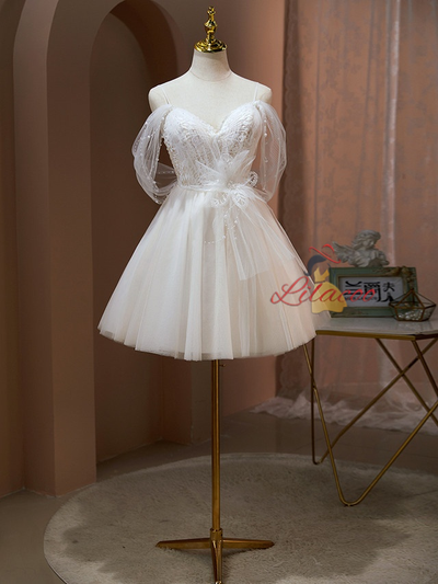 Ivory Tulle Tulle Straps Homecoming Dress