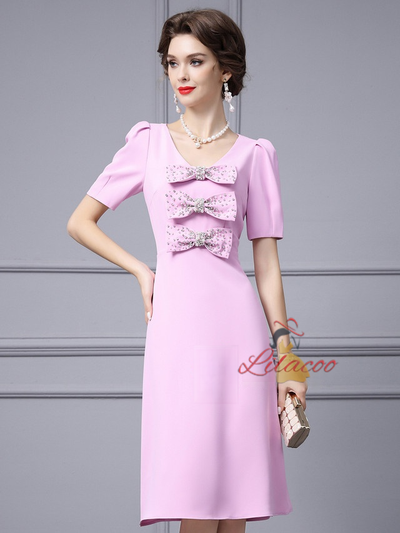 Pink Short Sleeve Mother Of The Bride Dress