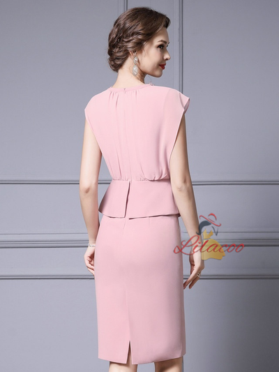 Pink Pleats Pearls Mother Of The Bride Dress