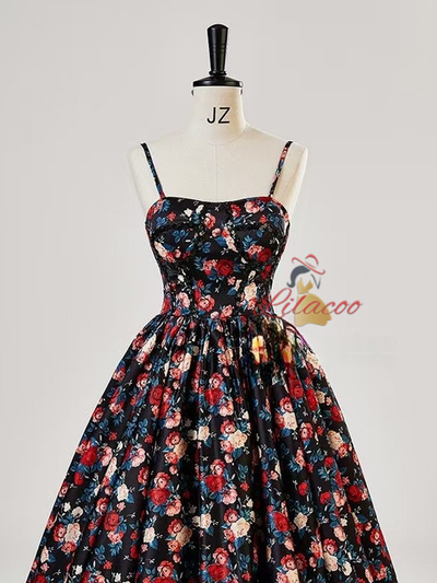 Black Straps Print Quinceanera Dress