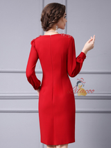 Red Long Sleeve Mother Of The Bride Dress