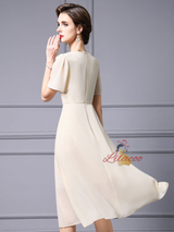 Apricot Short Sleeve Pleats Mother Of The Bride Dress