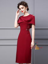 Burgundy Beading Mother Of The Bride Dress