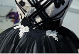 Black Tulle Straps Appliques Homecoming Dress