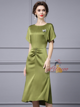 Green Short Sleeve Mother Of The Bride Dress