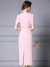 Pink V-neck Sequins Mother of the Bride Dress