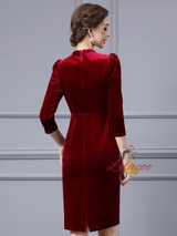 Beading Velvet Long Sleeve Mother Of The Bride Dress