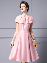 Pink Satin Pleats Mother Of The Bride Dress