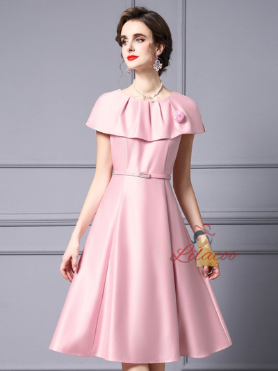 Pink Satin Pleats Mother Of The Bride Dress