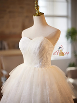 White Tulle Lace Strapless Pleats Homecoming Dress