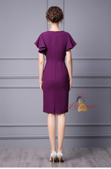 Purple V-neck Beading Mother Of The Bride Dress