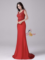 Red Mermaid Beading Mother Of The Bride Dress