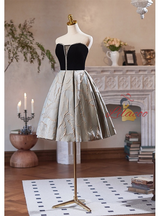 A-Line Black Velvet Homecoming Dress