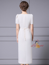 White Short Sleeve Lace Mother Of The Bride Dress