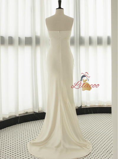 White Mermaid Strapless Wedding Dress