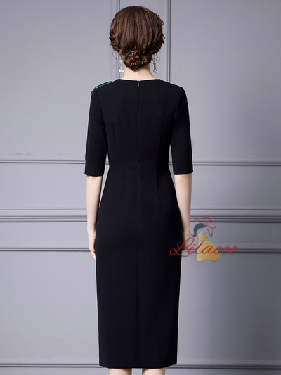 Black Short Sleeve Split Mother Of The Bride Dress