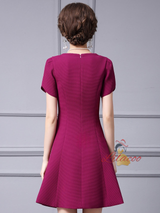 Fuchsia Beading Short Sleeve Mother Of The Bride Dress