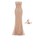 Champagne Tulle Beading Shawl Prom Dress