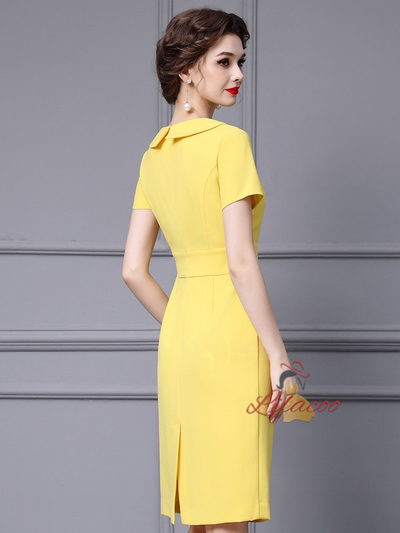 Yellow Bow Mother Of The Bride Dress