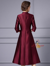 Burgundy Satin Beading Mother Of The Bride Dress
