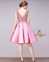 Gold Satin Lace Homecoming Dress