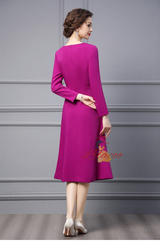 Purple Long Sleeve Mother Of The Bride Dress