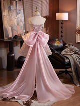 Pink Tulle Sequins Beading Homecoming Dress