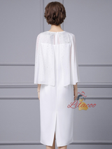 White Scoop Neck Beading Mother Of The Bride Dress