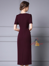 Pink V-neck Sequins Mother of the Bride Dress