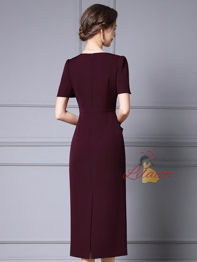 Pink V-neck Sequins Mother of the Bride Dress