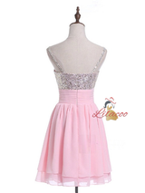 Pink Chiffon Sequins Homecoming Dress