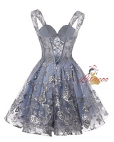 Sexy Gray Tulle Sequins Homecoming Dress