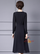Black Long Sleeve V-neck Mother Of The Bride Dress