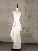 Simple White Strapless Wedding Dress