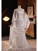 White Mermaid Strapless Pleats Wedding Dress