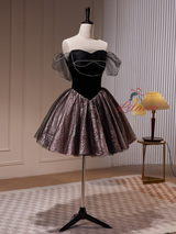 Black Off the Shoulder Beading Homecoming Dress
