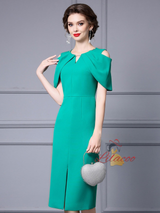 Green Split Mother Of The Bride Dress