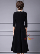 Black Velvet Short Sleeve Mother Of The Bride Dress
