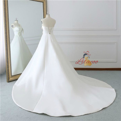 Ivory White Strapless Satin Wedding Dress
