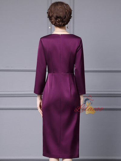 Burgundy Long Sleeve Mother Of The Bride Dress