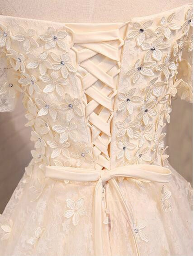 Yellow Lace 3D Flower Homecoming Dress