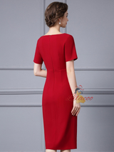 Short Sleeve Beading Split Mother Of the Brides Dress