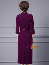 Purple Short Sleeve Mother Of The Bride Dress