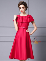 Pink Satin Pleats Mother Of The Bride Dress