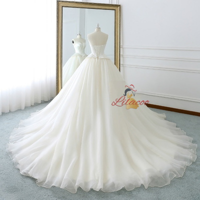 Ivory White Sweetheart Satin Wedding Dress