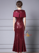 Pink Mermaid Sequins Mother Of The Bride Dress