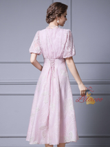 Pink Lace V-neck Beading Mother Of The Bride Dress
