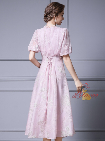Pink Lace V-neck Beading Mother Of The Bride Dress