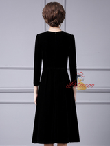 Black Velvet V-neck Mother Of The Bride Dress
